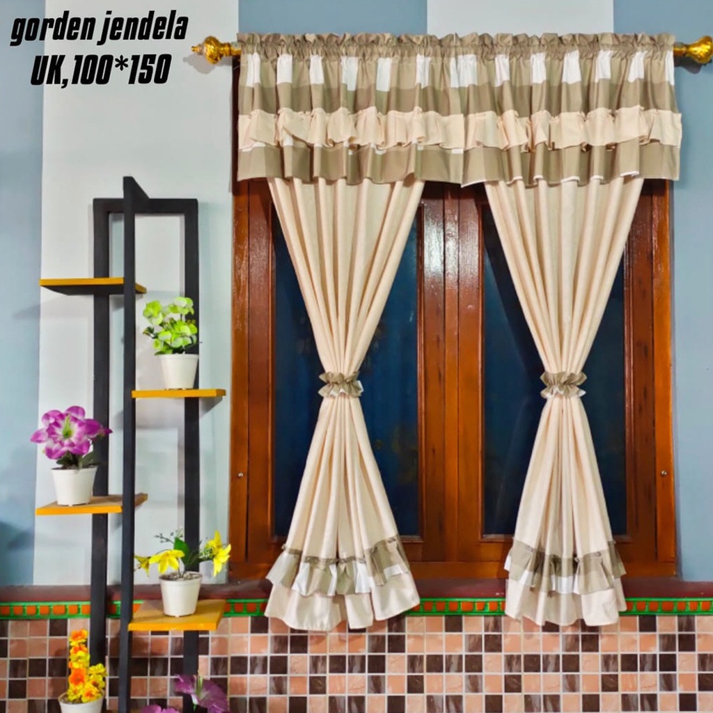 [✅COD] Gorden Tirai Jendela Serut 100x150 Poni Rumbai Aneka Motif Dekorasi Kamar Ruang Tamu Minimalis Perlengkapan Rumah Terbaru