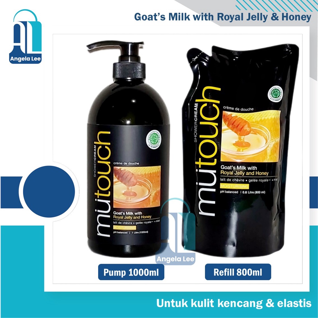 Shower Cream MUTOUCH sabun mandi goat milk ekstrak bahan alami MUI - Royal Jelly&amp;Hon, Refill 800ml