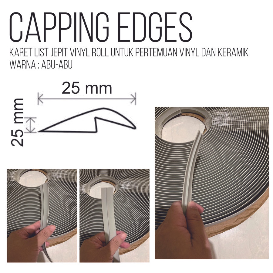 Capping edges vinyl roll/list jepit pertemuan vinyl roll