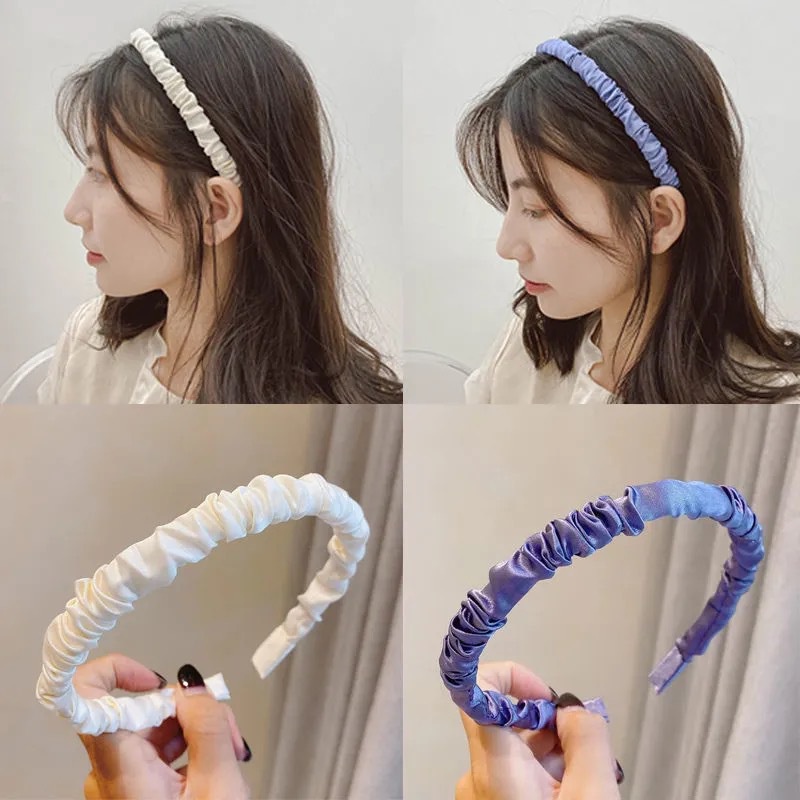 Bando Gadis Lipit Headband Warna Solid Headband Hairpin Hairband Hutan Aksesoris Rambut Bulang Perempuan Bandana Hair Accessories Hairband  Wanita Korea