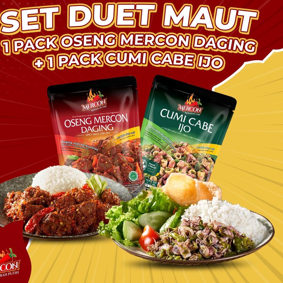 

♛ Mercon Merah Putih - Set Duet Maut || Oseng Mercon Daging + Cumi Cabe Ijo ☆