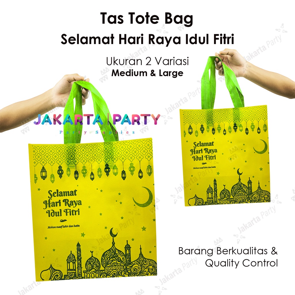 Goodie Bag Lebaran Kuning JUMBO Bahan Tebal / Goodie Bag Idul Fitri / Tas Lebaran / Tas Sembako Lebaran / Tas sembako idul Fitri / Tas Tenteng Lebaran