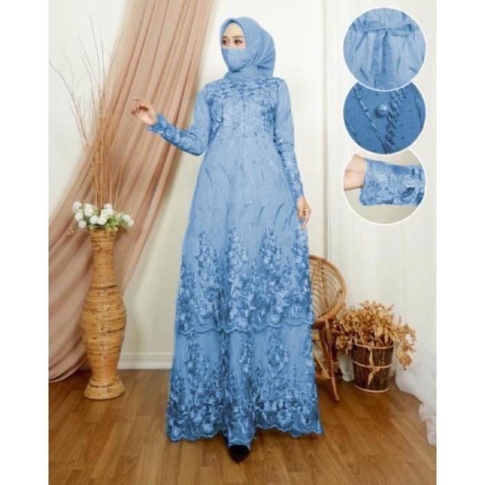 gamis busui tile tingkat/gamis full brukat/gamis brukat pesta