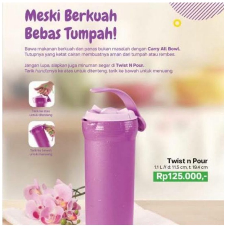 Twist n pour tupperware 1,1L jug 1,1 L / pitcher 1 L serbaguna / teko tupperware