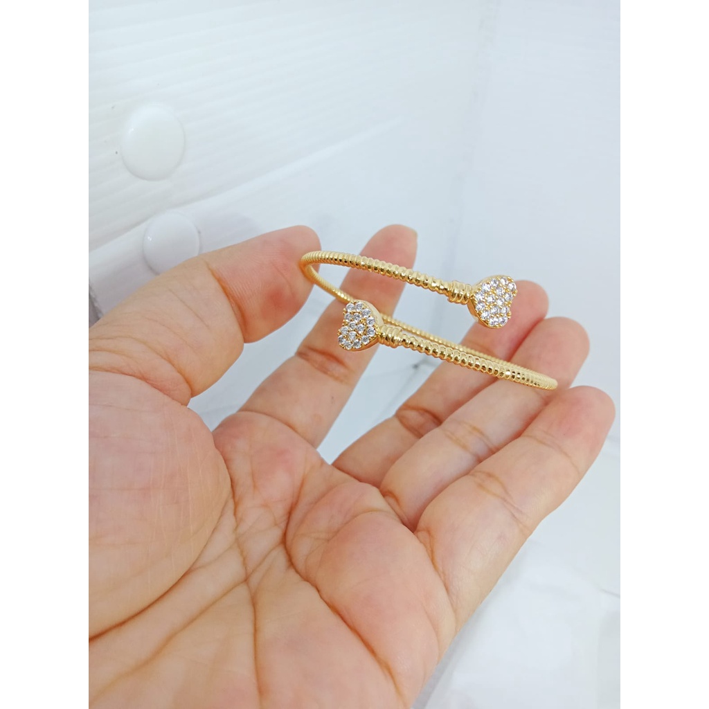 GELANG TANGAN BANGKOK DEWASA HATI PERHIASAN IMITASI LAPIS EMAS