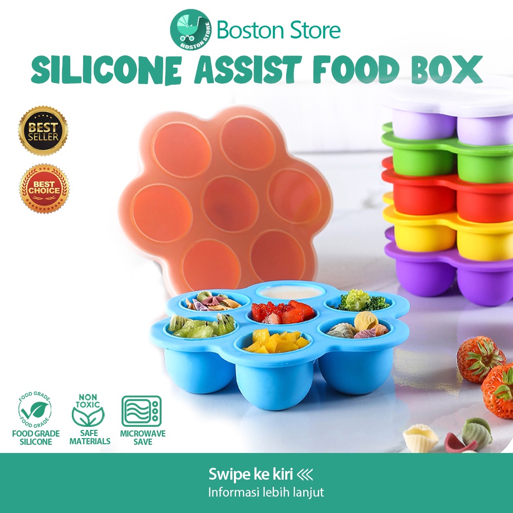 Bostonstore Piring Makan Bayi Silicon Anti Tumpah Slip Multifungsi 7 lubang Froze / Cetakan Kue Silikon / Cetakan Kue Silikon Tahan Panas / Cetakan Kue Silikon Tebal / Cetakan Kue Silikon Bulat / Cetakan Kue Silikon Bisa Kukus / Cetakan Makanan Anak