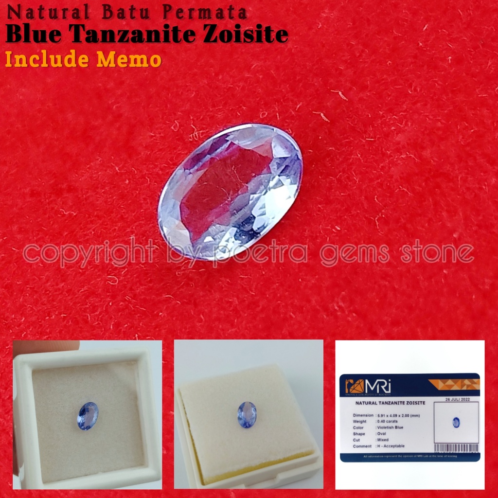 Natural Batu Permata Blue Tanzanite Zoisite Free Memo