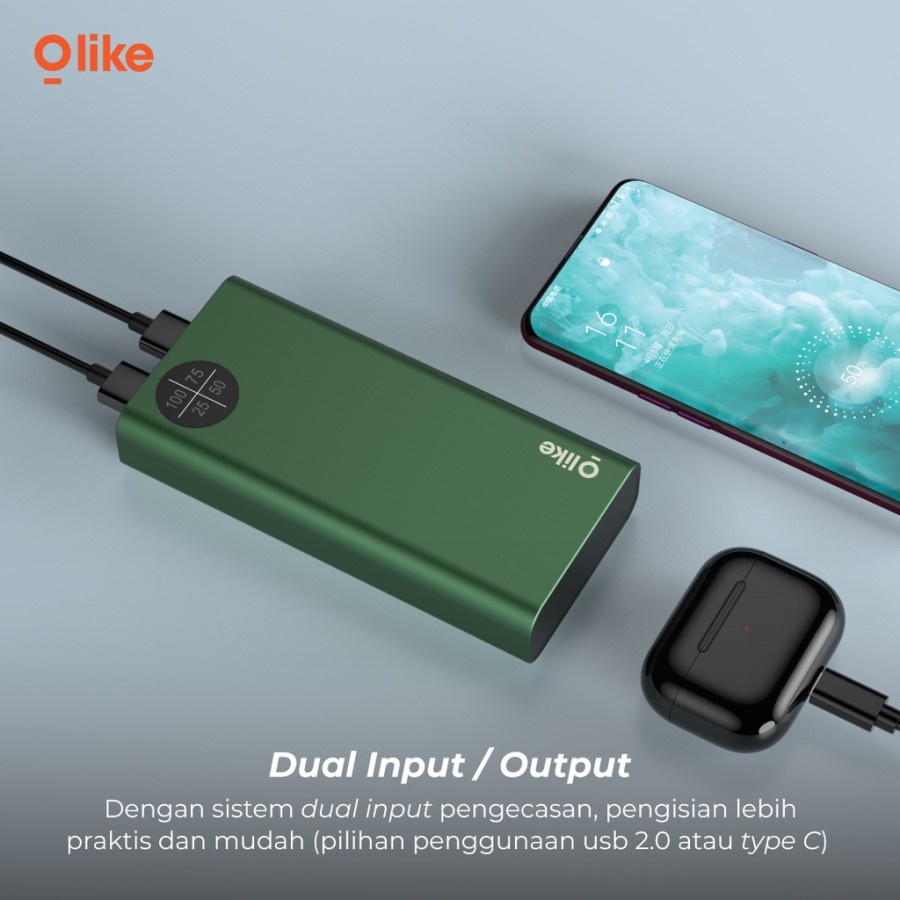 Power BANK 20000mAh OLIKE P4 Dual Input &amp; Output LED Indikator Display