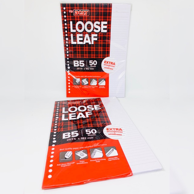 

BiG BOSS Loose Leaf B5 Bergaris (Pak Isi 50 Lembar) / Loose Leaf Bergaris B5 / Isi Binder Bergaris Ukuran B5