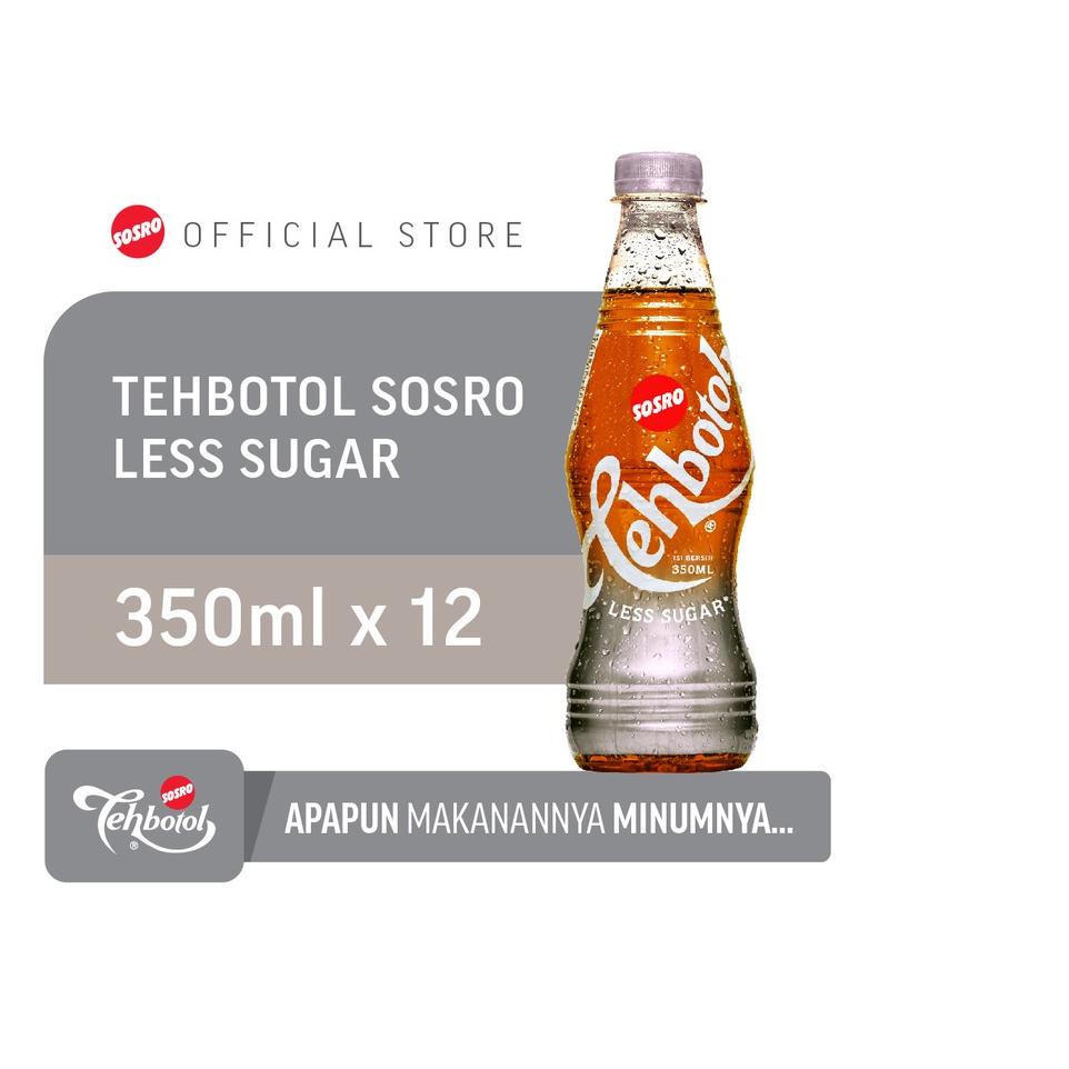 

TERLAKU Tehbotol Sosro pet Less Sugar 350ml isi 12 Pcs Spesial