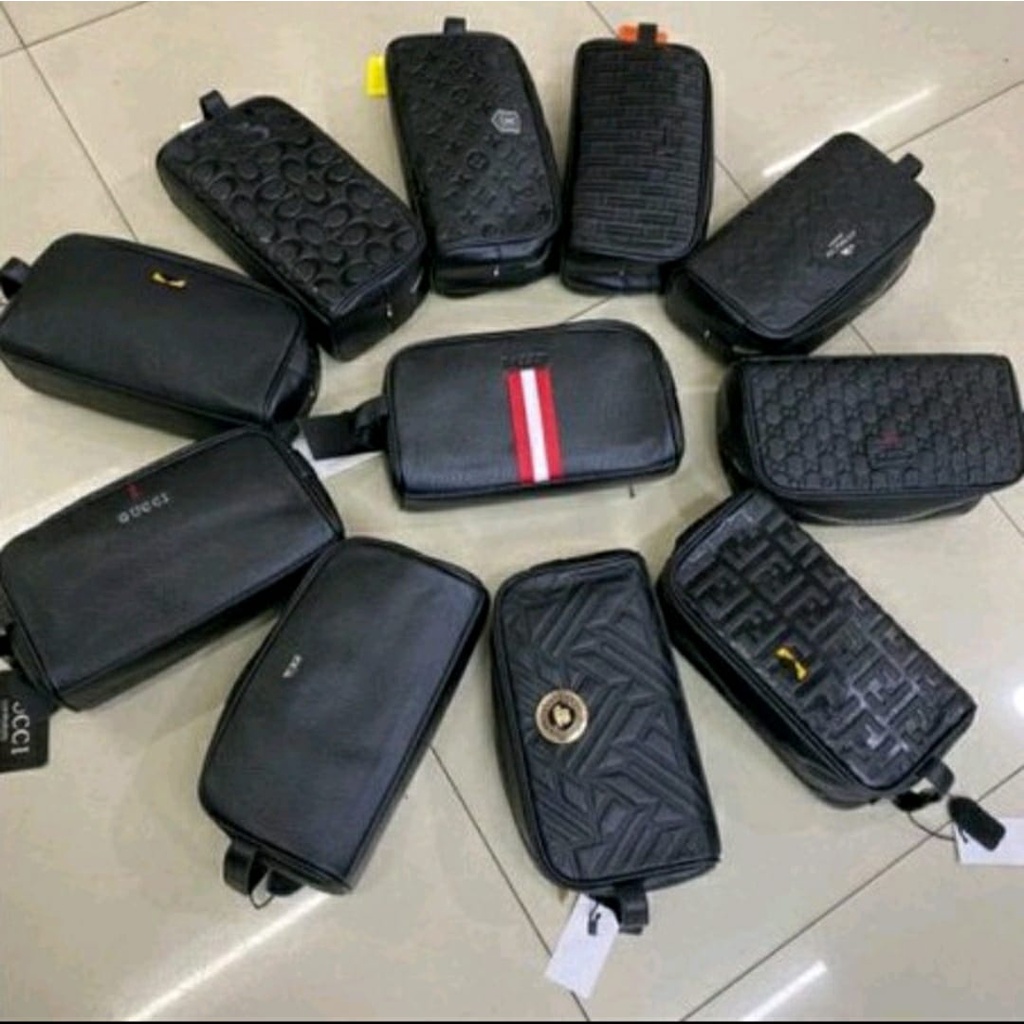 Tas POUCH Leather hand bag pria/wanita kulit impor PREMIUM
