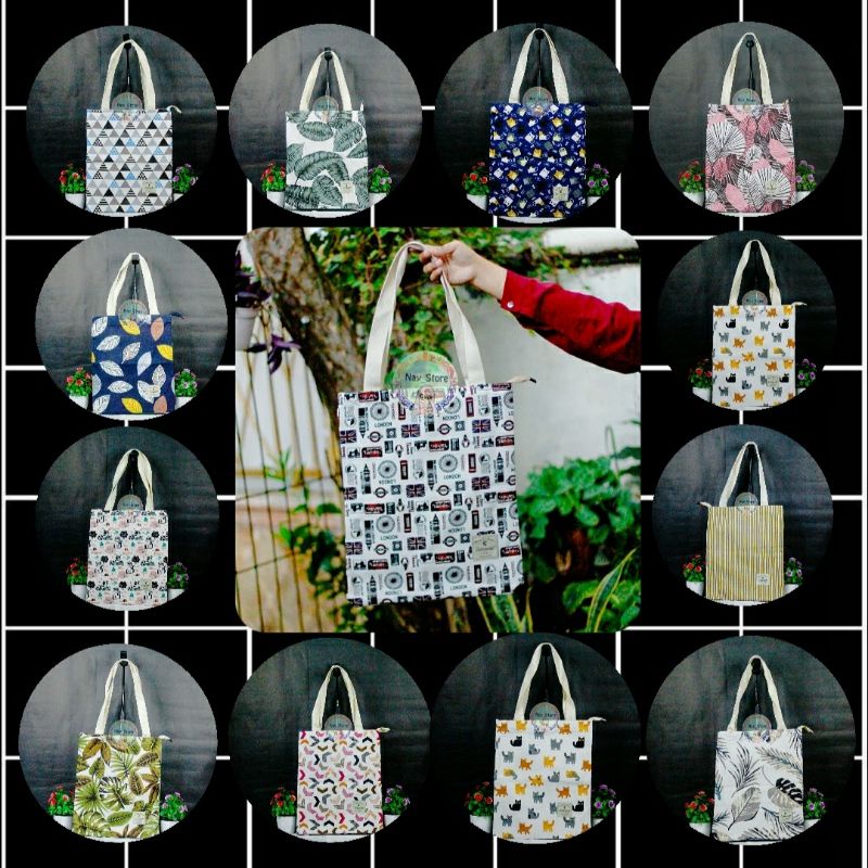 TAS TOTE BAG WANITA | CANVAS PREMIUM | RESLETING | TAS KULIAH | TAS WANITA