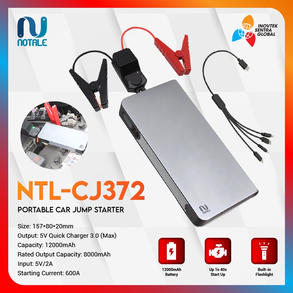 Notale Car Jump Starter Power Bank 12000mAh - Charger Aki Mobil