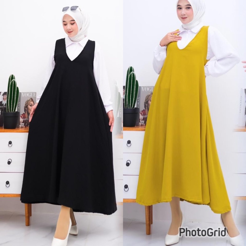 Gamis Terbaru SEPTI 2in1 CRINKLE AIRFLOW PREMIUM LD 110 2in1 POLOS KOMBINASI KEMEJA CRINKLE KEKINIAN