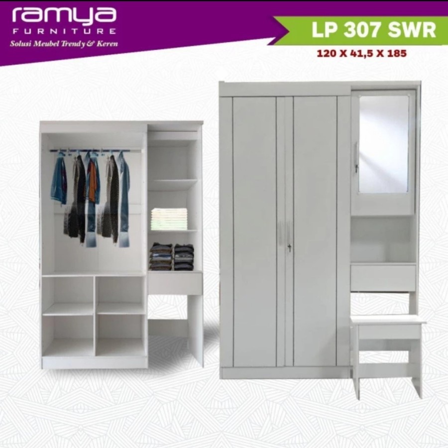 Lemari Baju 3 Pintu Meja Rias Ramya Lemari 3 Pintu Kaca