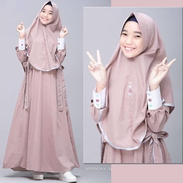 Gamis Anak Baju Gamis Wanita Remaja Anak Perempuan Umur 12-14 Tahun Terbaru - Mocca, XS kekinian per