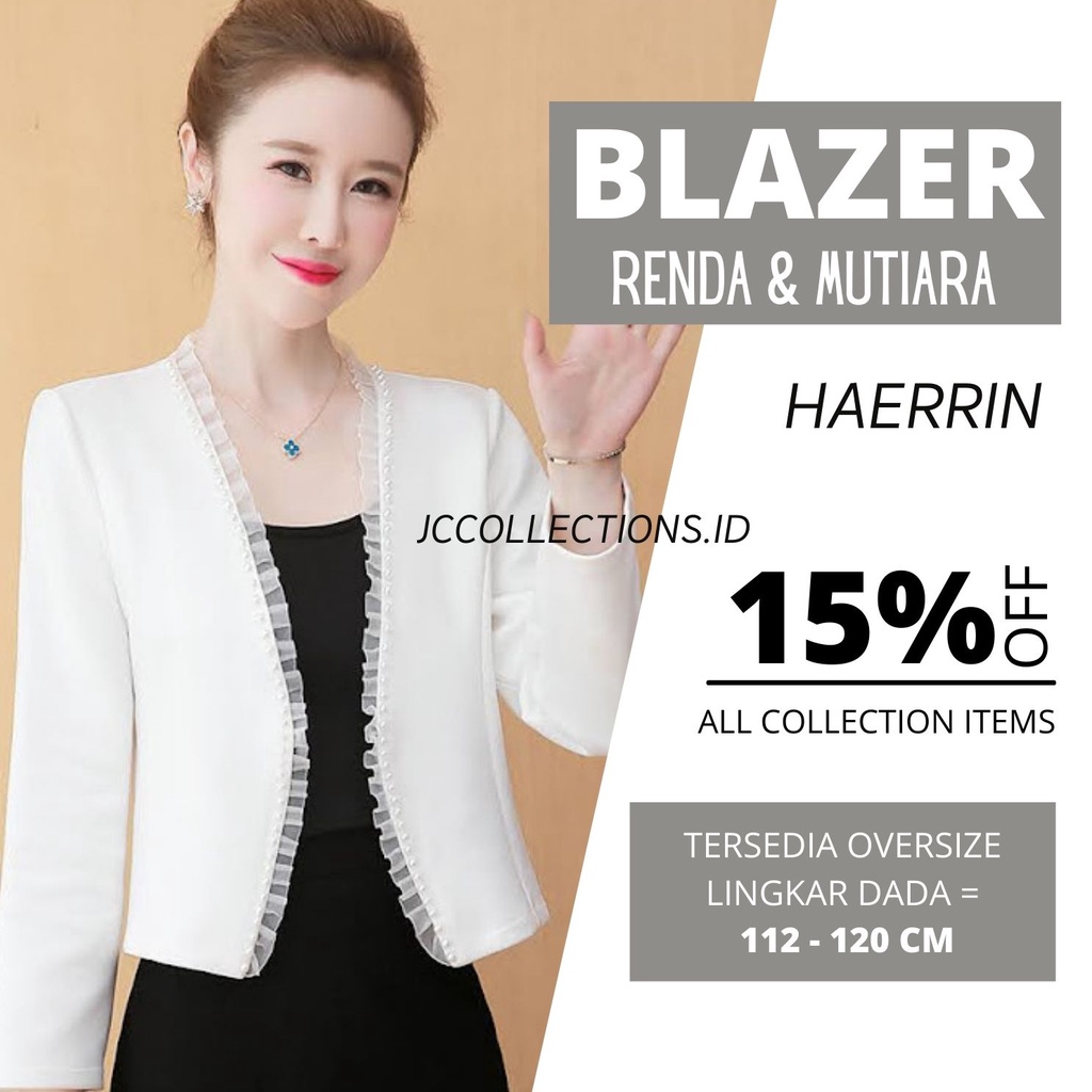Blazer Kerja Kantor Wanita variasi renda Terbaru  Haerinne JCCollections