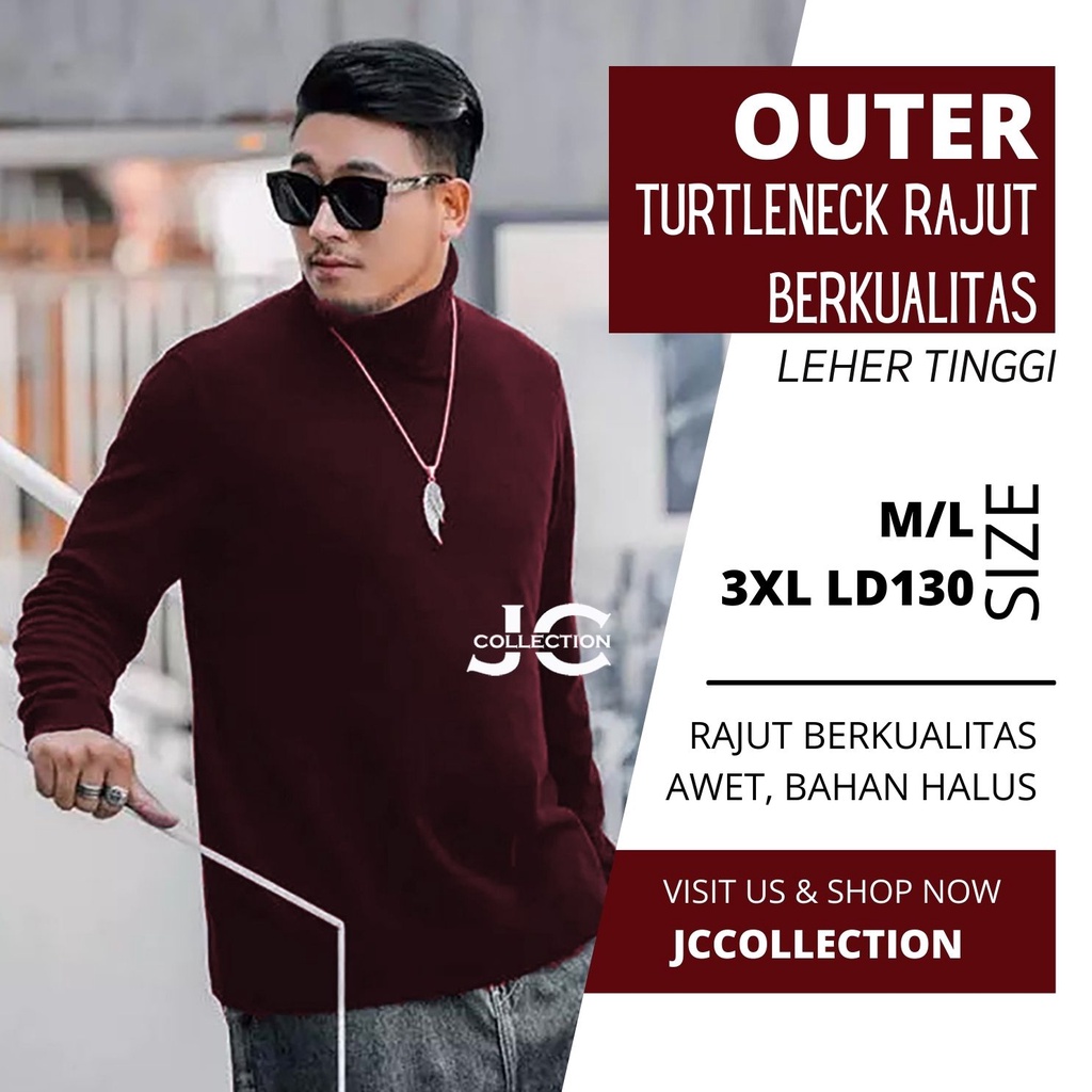 Sweater Turtleneck Big Size 3XL Pria Rajut /  Knitting Jumbo Sweater Roundhand - JCCollections