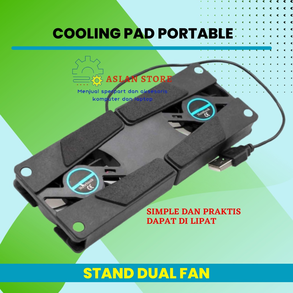 Coller Cooling Pad laptop Notebook Lipat Portable X Stand pendingin laptop Dual Fan