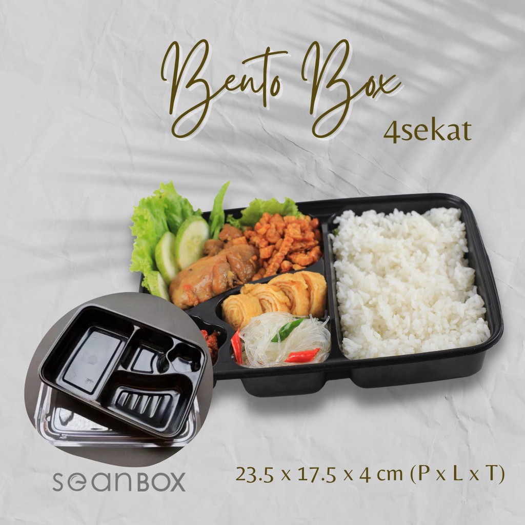 MIKA BENTO 4 SEKAT TEBAL HITAM MIKA BENTO 4 SEKAT / BOX BENTO