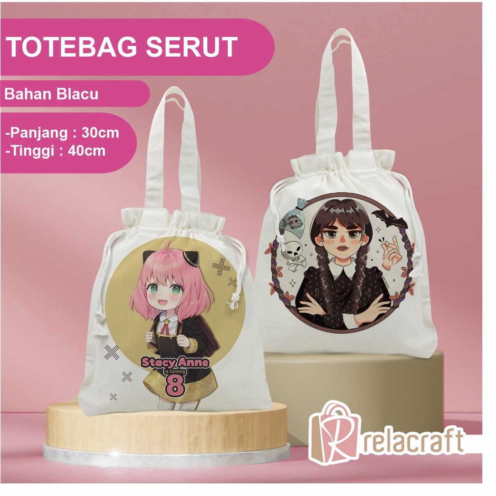 Totebag serut blacu / 30*40/ souvenir tas