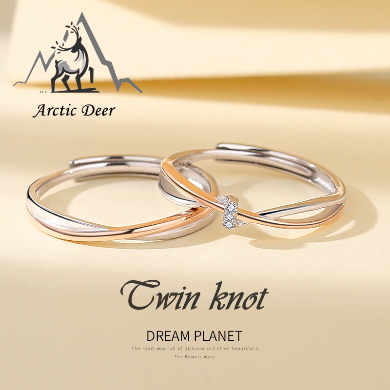 Cincin couple Sterling silver S925-Twin knot cincin Pasangan cincin fashion  perak asli S925 Original Arctic Deer