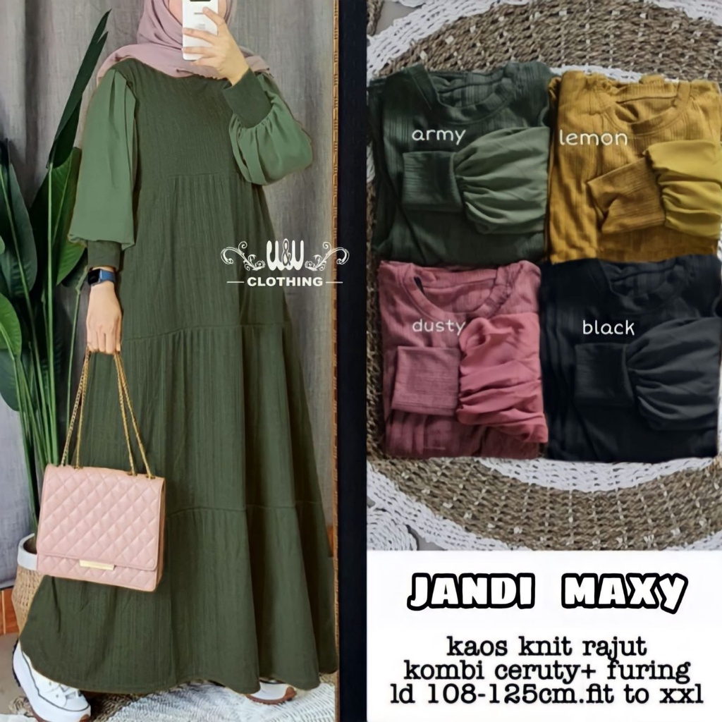 gamis super jumbo ukuran size fit to xxl ld 108 melar 125 cm gamsi polos knit rajut mix ceruty maxy 