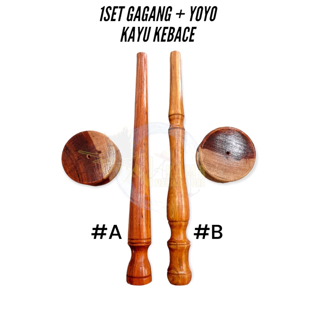 Set Gagang Yoyo Joran Pancing Udang Kayu Kebace