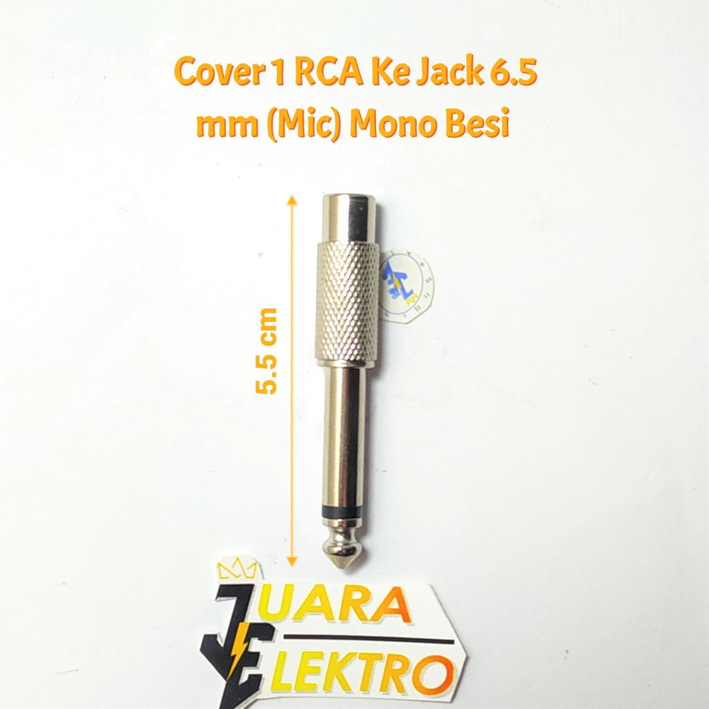 Cover 1 RCA Ke Jack 6.5 mm (Mic) Mono Besi | Sambungan 1 Cover RCA to 1 Jack Akai / Jek Mic Mono