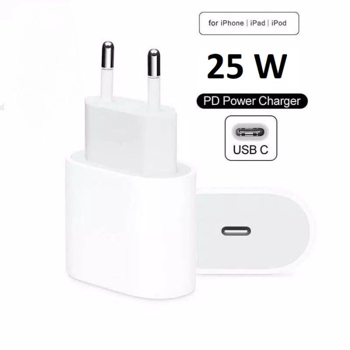 Kepala Charger / Carger iPhone 25W + Cable / Kabel 1 Meter - Adaptor / Adapter / Konverter / Converter Fast Charging