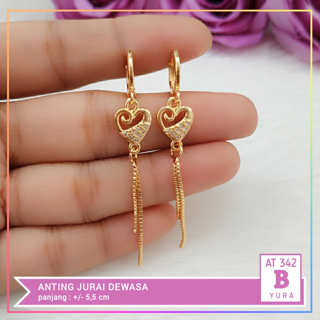 Anting xuping anting wanita dewasa jurai love oval perhiasan lapis emas Gold AT 342