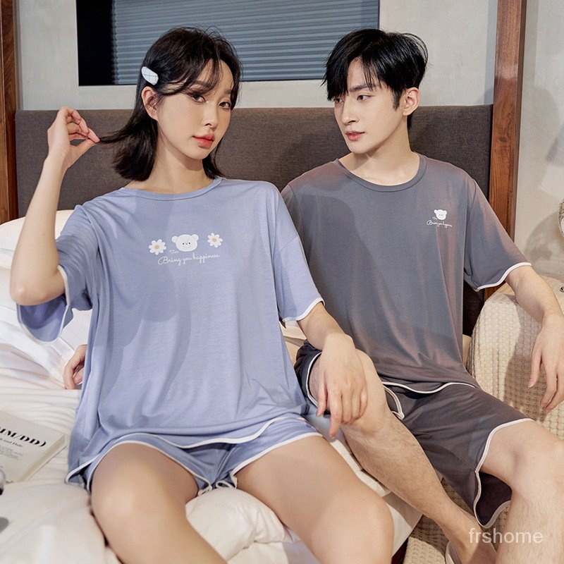 PIYAMA KOREA Kenyamanan rumah lengan pendek dan celana pendek set piyama pasangan/baju tidur import