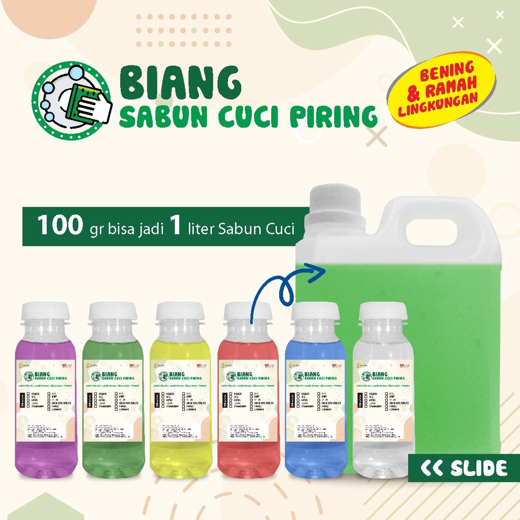 Biang Sabun Cuci Piring Wangi/ Bibit Sabun Piring Aroma Segar 100ml