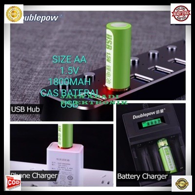 G663 DOUBLEPAW USB BATERAI CAS AA A2 1800 MAH 1.5V SEPASANG SET BATERRY BATERE BATERY BATU CASAN CHARGER CHARGE SENTER POLICE PB POWERBANK ULTRA POWER DC AC VAPE VAPOR SPEAKER PORTABLE MINI MIC MIK LAMPU LED LITHIUM ION KIPAS KECIL DLL VOLT JAM ELEKTRIK