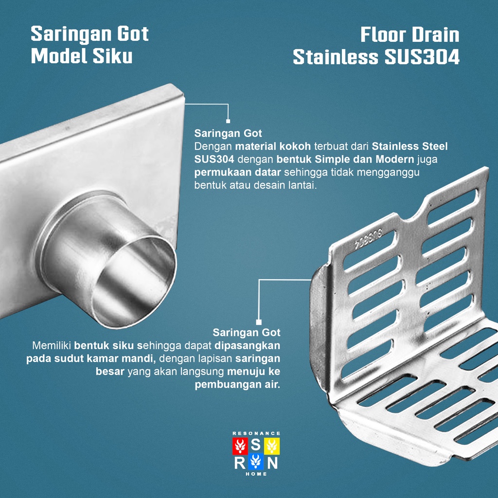 Saringan Got Siku SUS 304 / Elbow Floor Drain Resonance Home