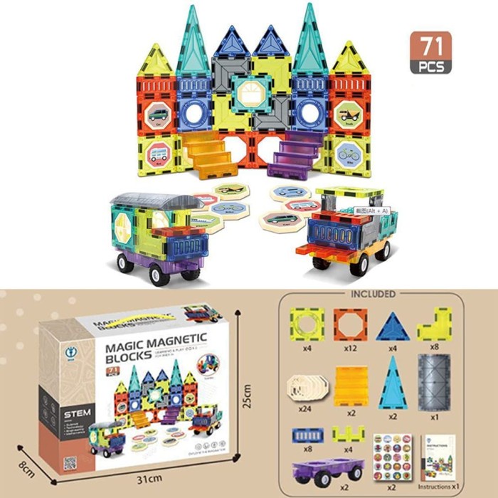Magic Magnetic Blocks Tiles Mainan Magnet Edukasi Balok Anak 3 Tahun