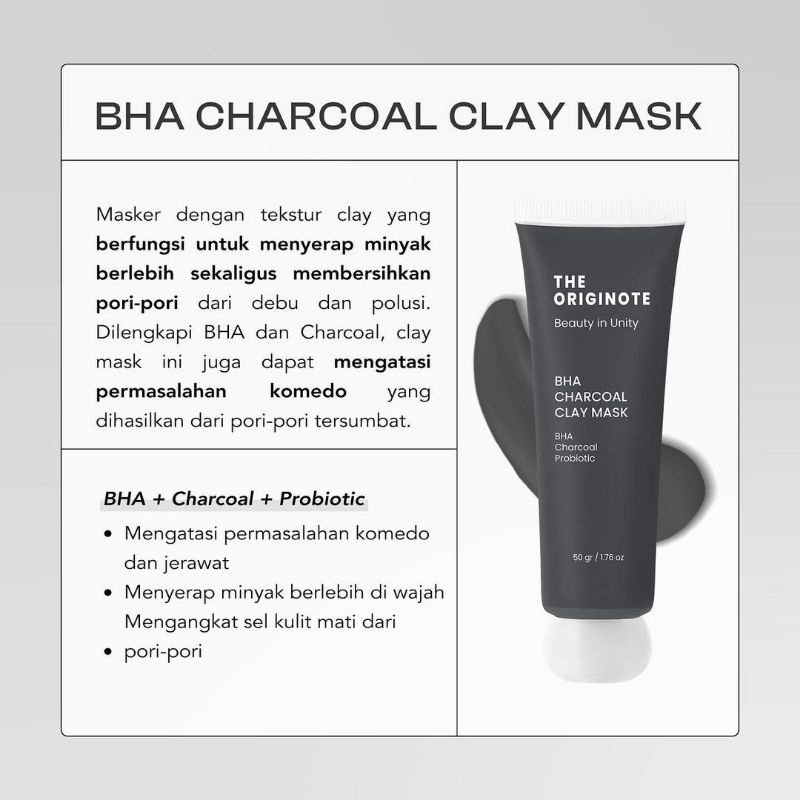 (READY SIAP KIRIM) THE ORIGINOTE PEELING GEL &amp; BHA CHARCOAL CLAY MASK BPOM ORIGINAL