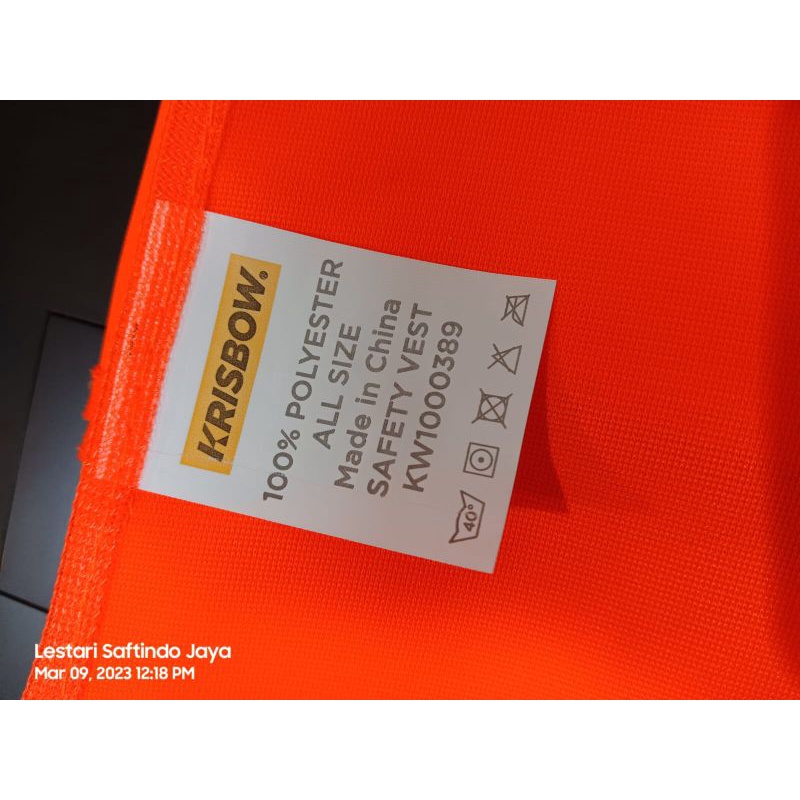 Safety Vest/Rompi Safety Bahan Polyester Merk Krisbow KW1000389