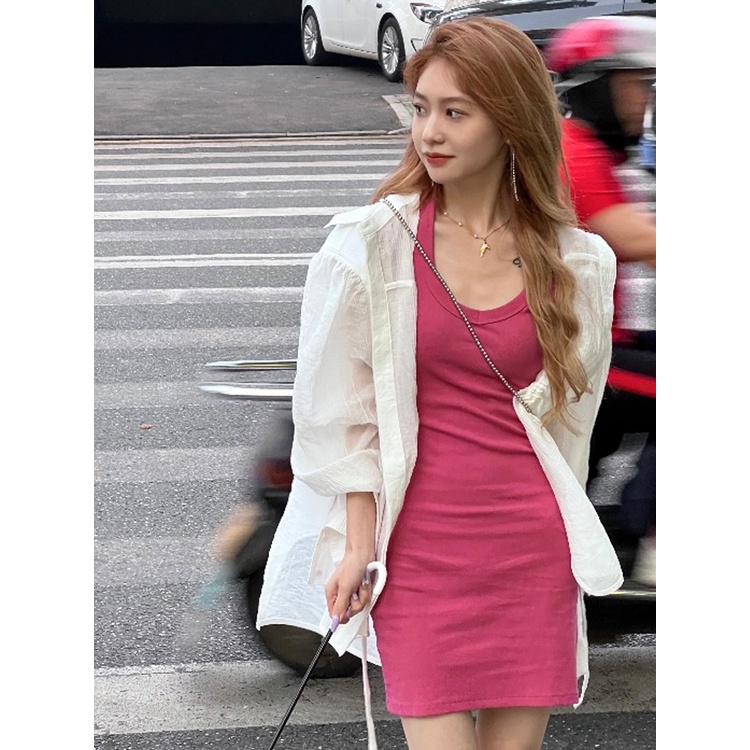 Red Rose red sexy U-neck short skirt bag hip skirt female summer sweet hot girl slim waist dress niche skirt tide