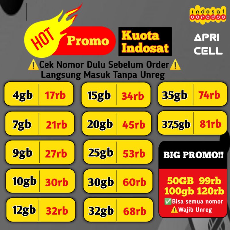 HOT PROMO Kuota INDOSAT Freedom Internet Murah