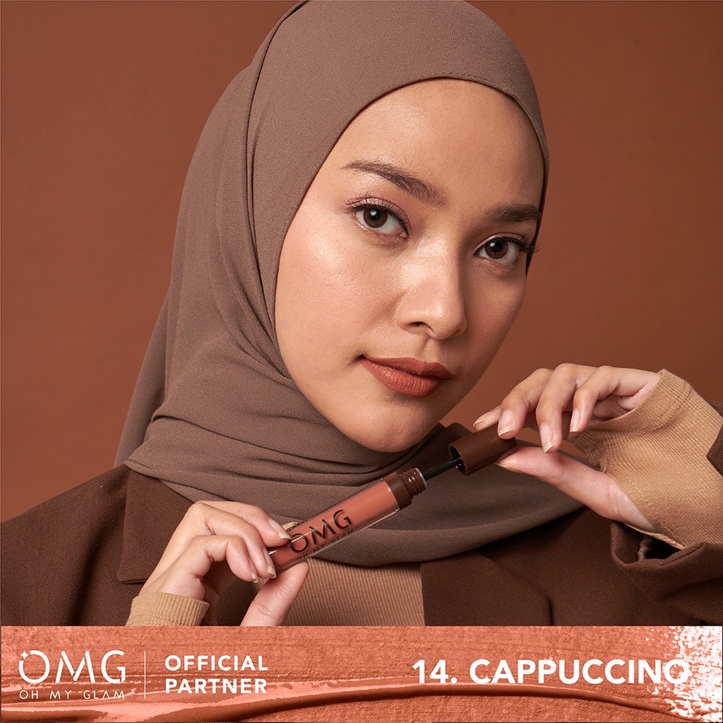 OMG Oh My Glam Matte Kiss Lip Cream Coffee Edition Indonesia / 3.5g / TransferProof Mask Long Lasting All Day Moisture Plus / 13 Latte 14 Cappuccino 15 Espresso / Lipstick Lipstik Lipcream Krim Mate Ombre / Cosmetic Lips Bibir Kopi Cycle of Love Series