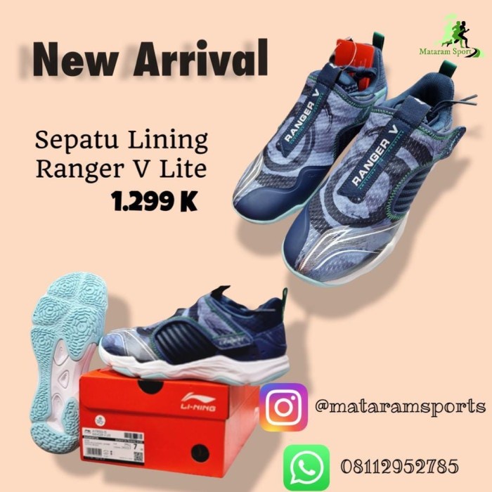 {MentariStore} Sepatu Badminton Lining Ranger V 5 Lite JoJo -Deep Blue - Deep Blue 9.5 Diskon