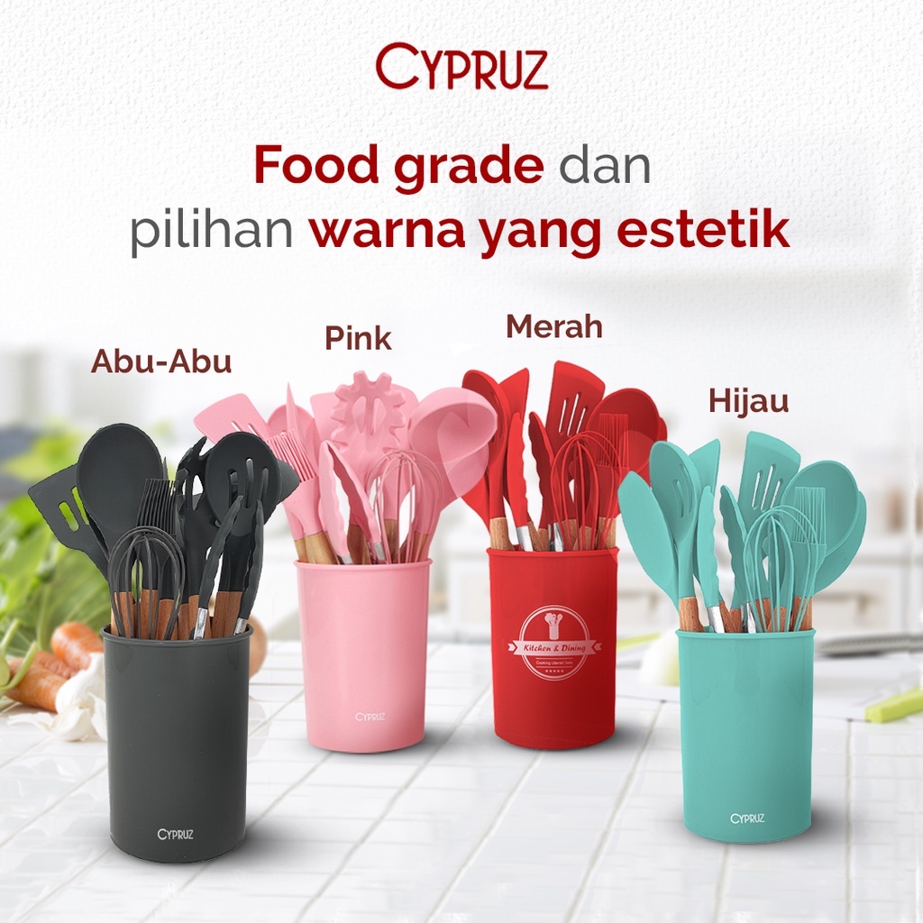 Cypruz Premium Silicone Kitchen Utensil Set 12 Pcs AM-0929