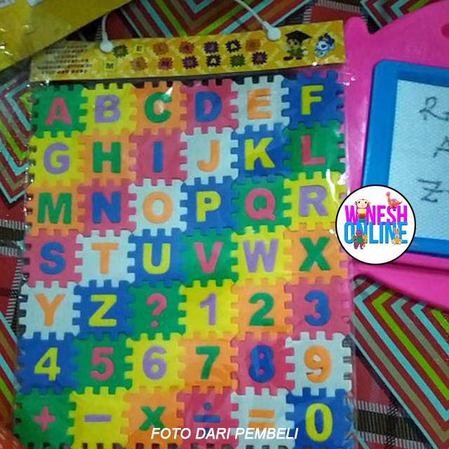 Mainan Edukatif Puzzle Block Spon Huruf Dan Angka