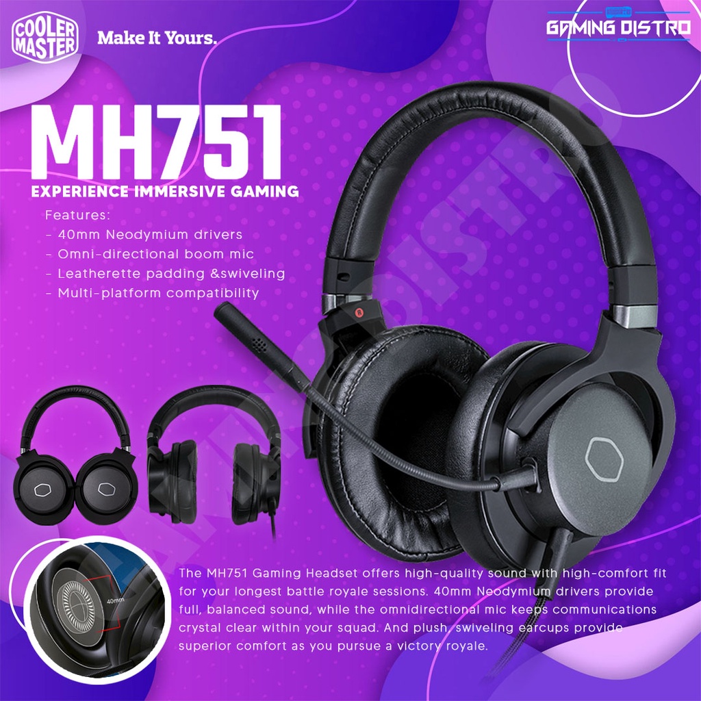 Headset Gaming Cooler Master MH751 Multi Platform Crystal Clear Microphone