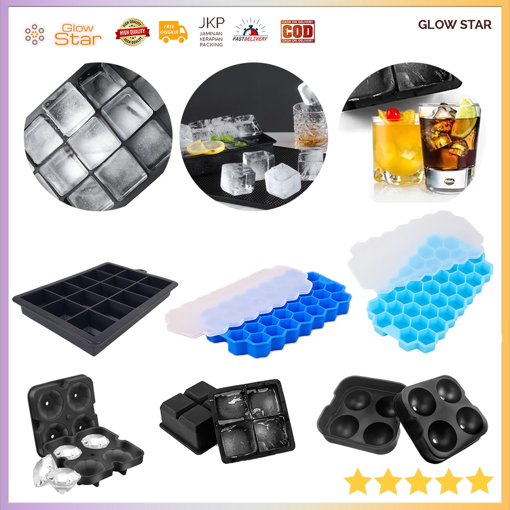 Cetakan Es Batu Silicone Model Cube Square Diamond Black awet tahan lama