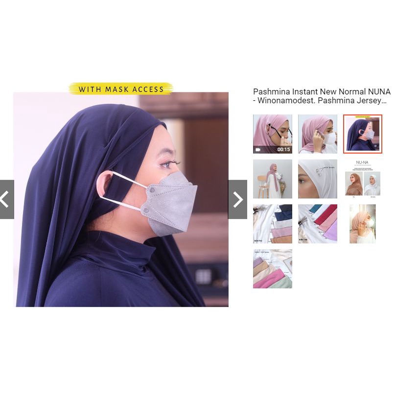 PRELOVED Pashmina Instant New Normal NUNA - Winonamodest. Pashmina Jersey dengan inner lubang teling