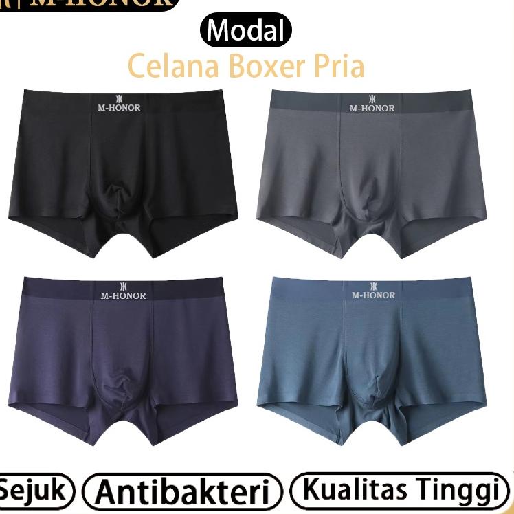 『Perdana』 M-HONOR Celana Boxer Pria CD Model Dewasa Bernapas Grafena Semuanya Alami Antibakteri  Kes