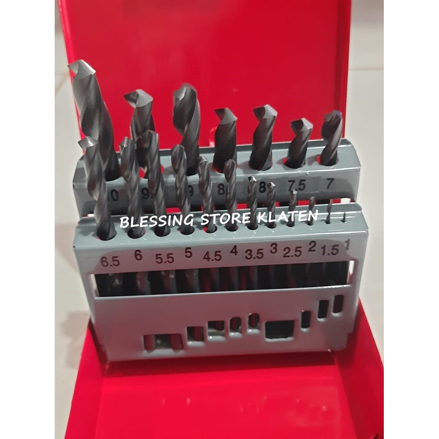Deskripsi Mata Bor Besi set 19 pcs / Twist Drill Bits / Mata Bor / Mata Bor Besi