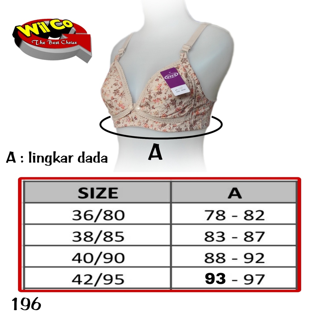 K196 - BRA/BH WANITA MENYUSUI VAYA TANPA BUSA TANPA KAWAT CUP BESAR 36C - 42C TIGA PENGAIT